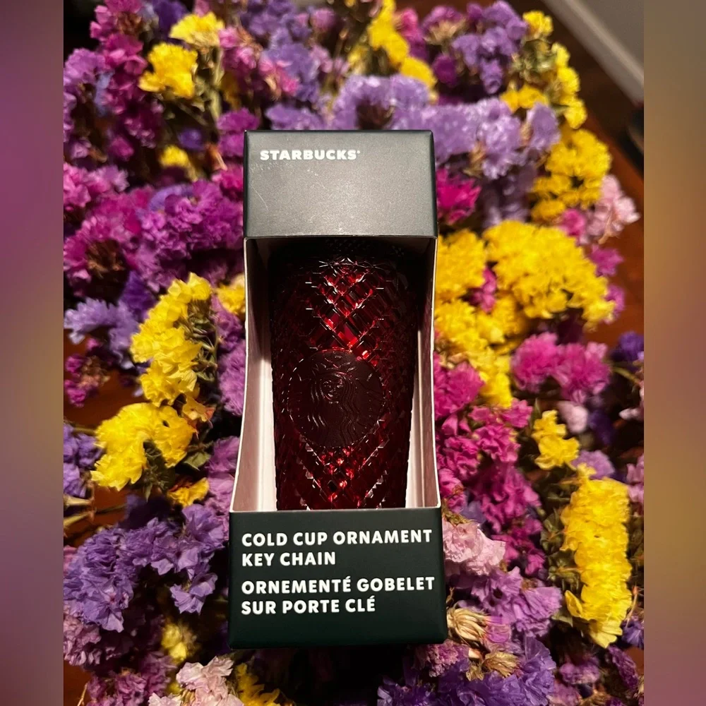 ✨Starbucks 2022 ‘Merlot’ Burgundy Holiday Jeweled Keychain Ornament - Picture 1 of 4